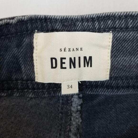 Sezane Jeans Womens US 2 FR 34 Gray Le Crop High Rise Wide Leg Denim Pants NWOT - Picture 4 of 12